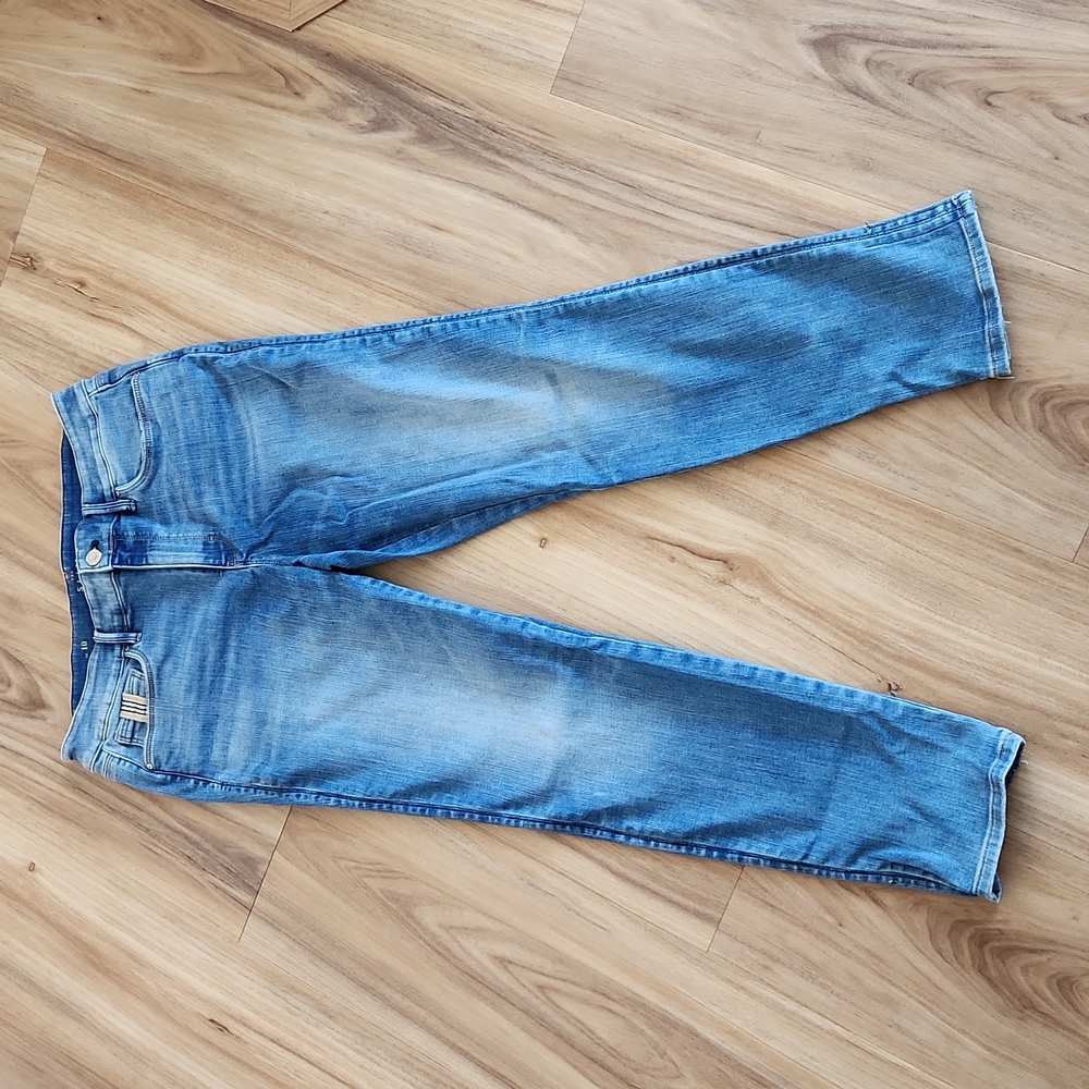 WHBM Slim Crop Jeans, Size 10, Light Blue Wash, Silver Hardware